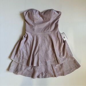 B.Darlin Pink Juniors Glitter-Knit Strapless Fit & Flare Dress Size 7/8